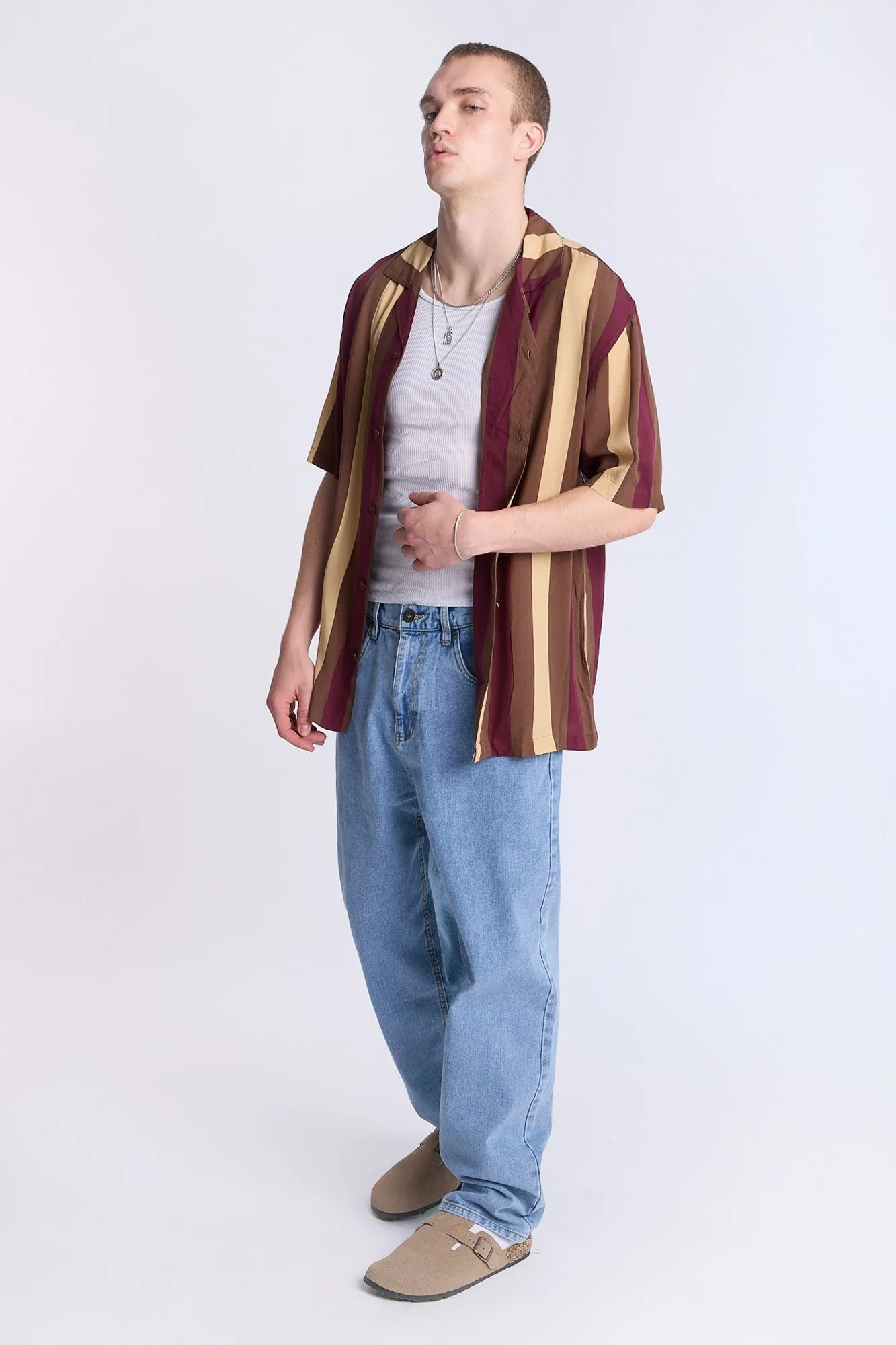 Arsenic Mens Striped Button-Up