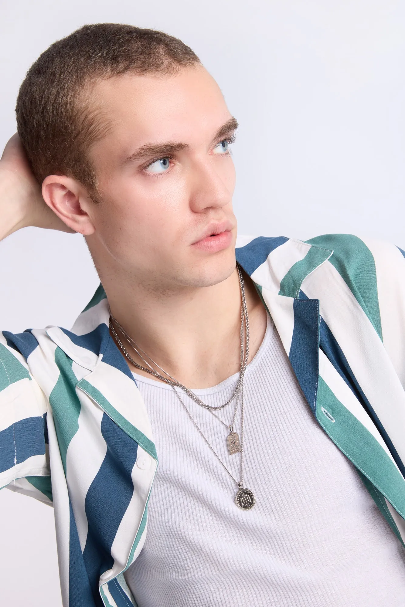 Arsenic Mens Striped Button-Up