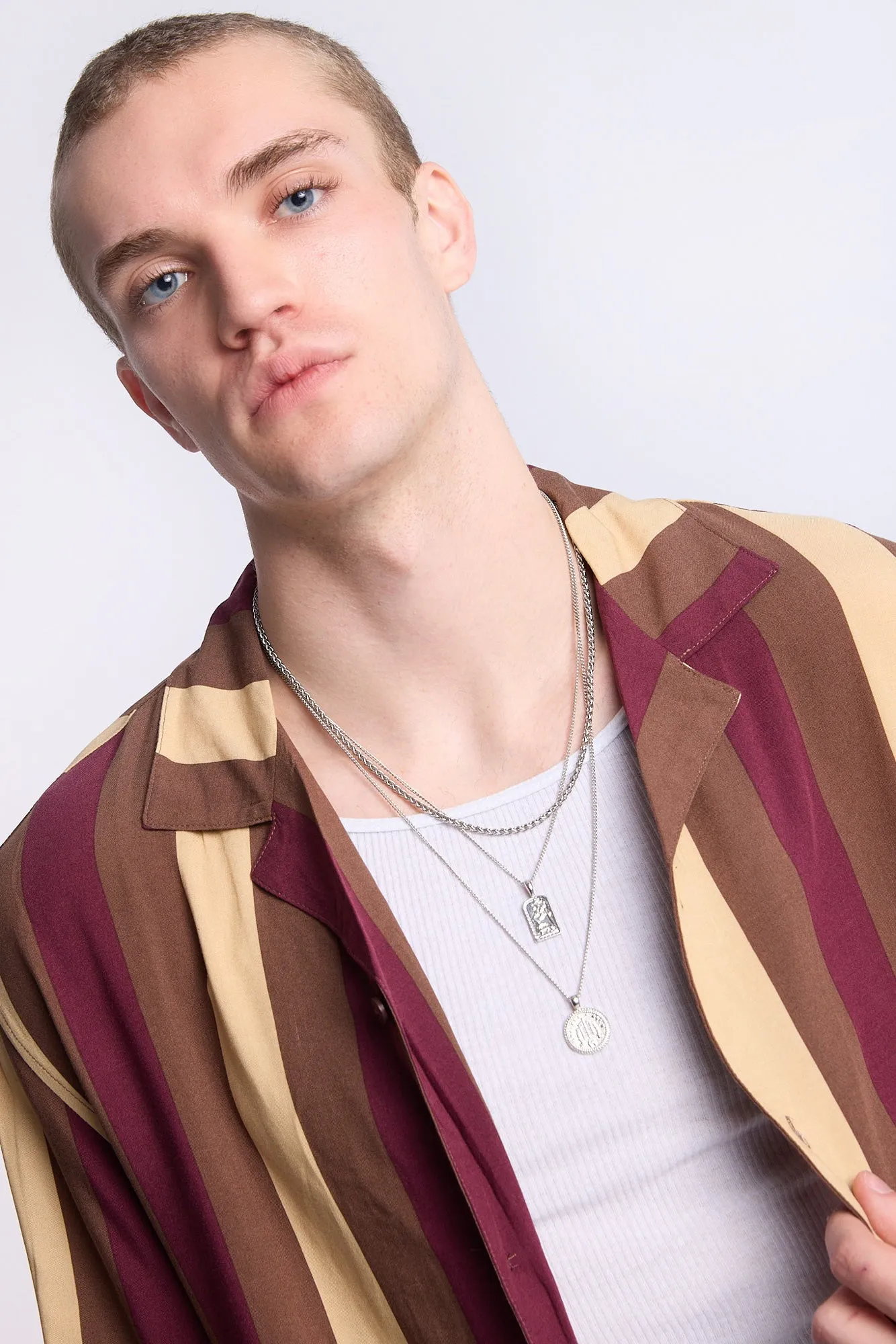 Arsenic Mens Striped Button-Up