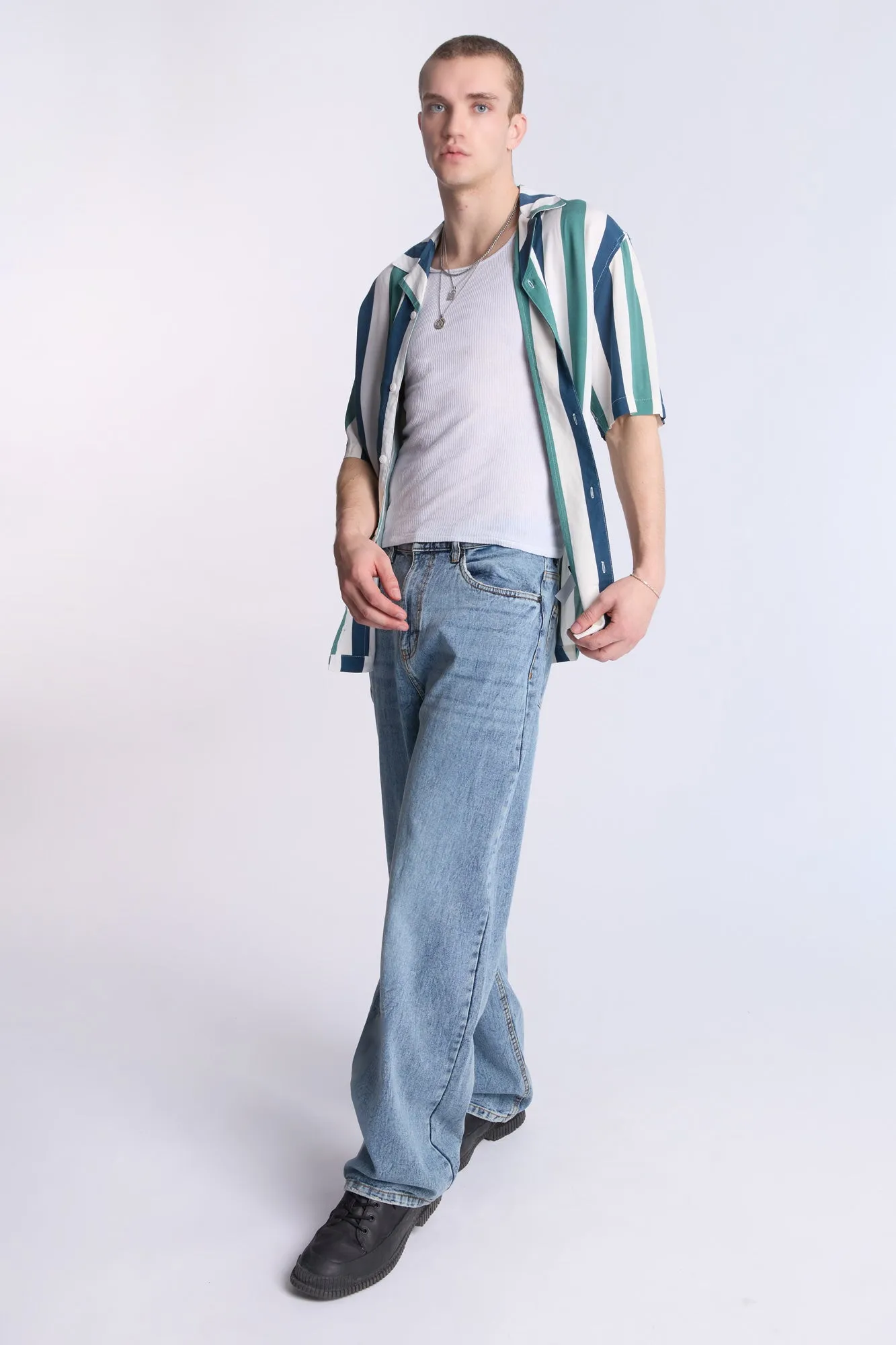 Arsenic Mens Striped Button-Up