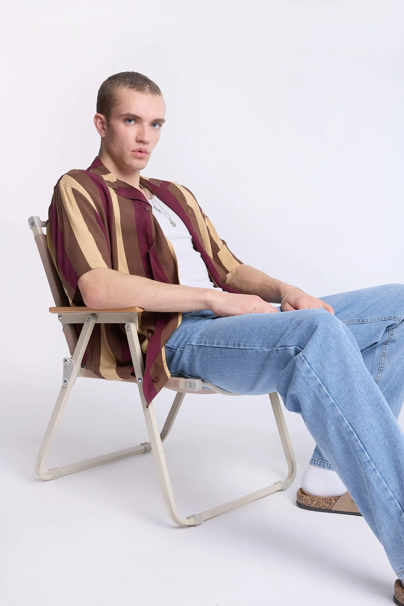 Arsenic Mens Striped Button-Up