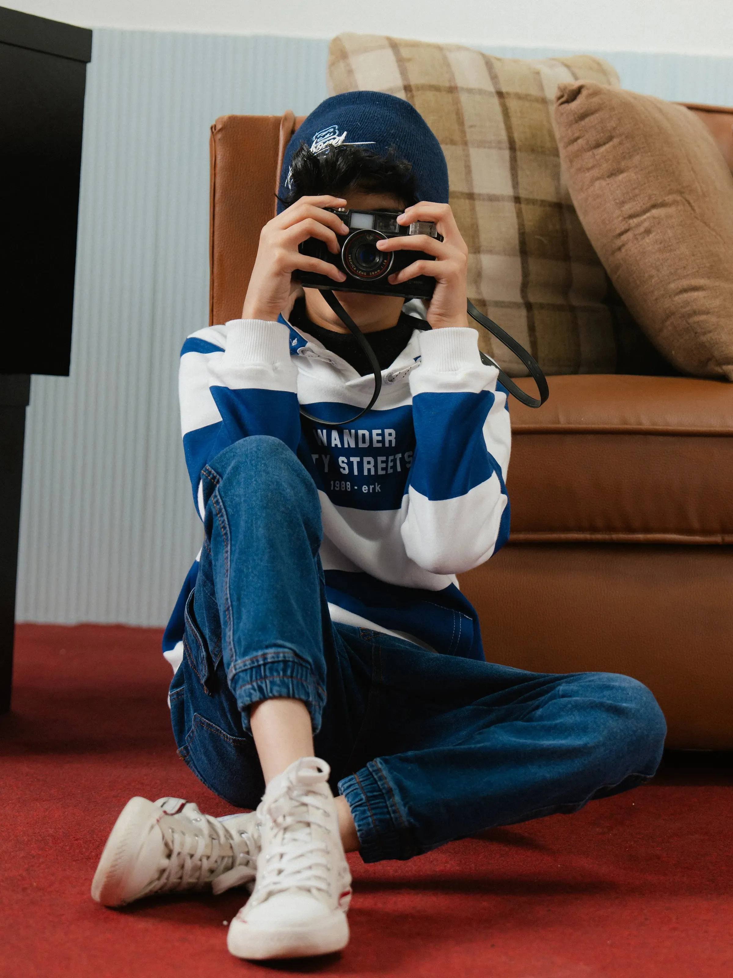 Boy's White & Navy Hoodie - EBTH24-019