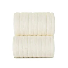 Cream Wide Ribbed Knee High Spanish Socks