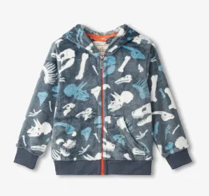 Dino Fossils Fuzzy Fleece Zip Up