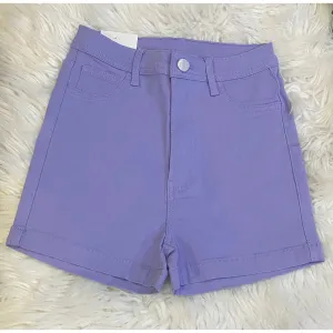High Waisted Lavender Denim Shorts