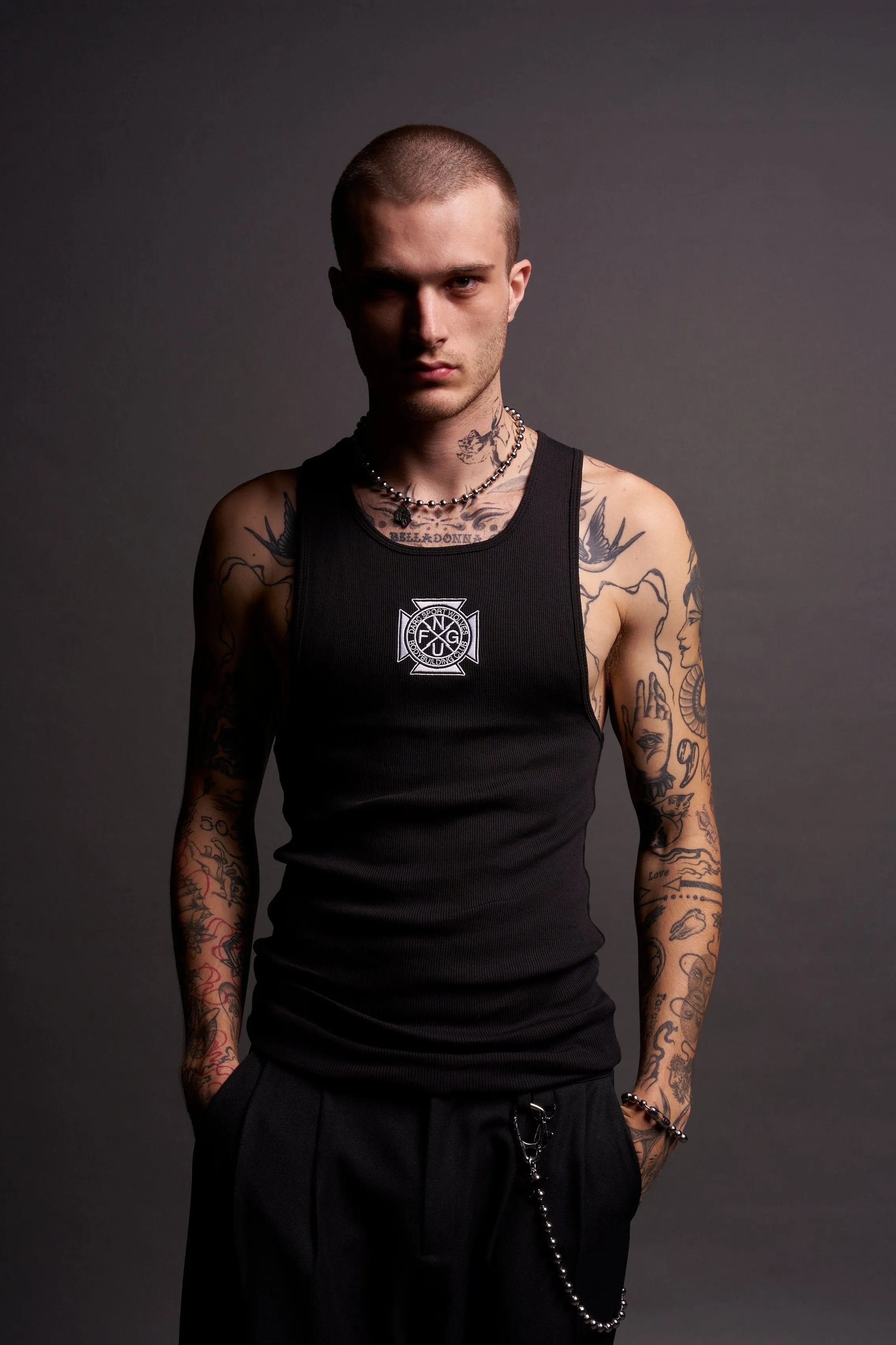 Iron Cross "Ribbed" Tank in Black