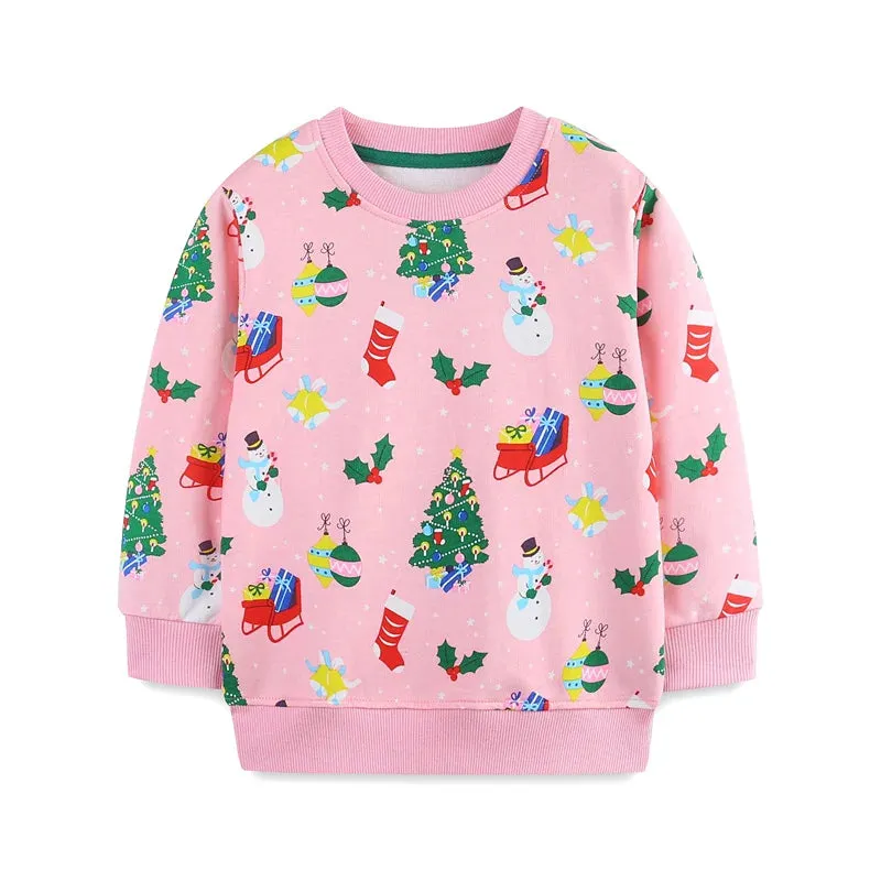 Kids Girls Boys Christmas Theme Print Sweatshirts
