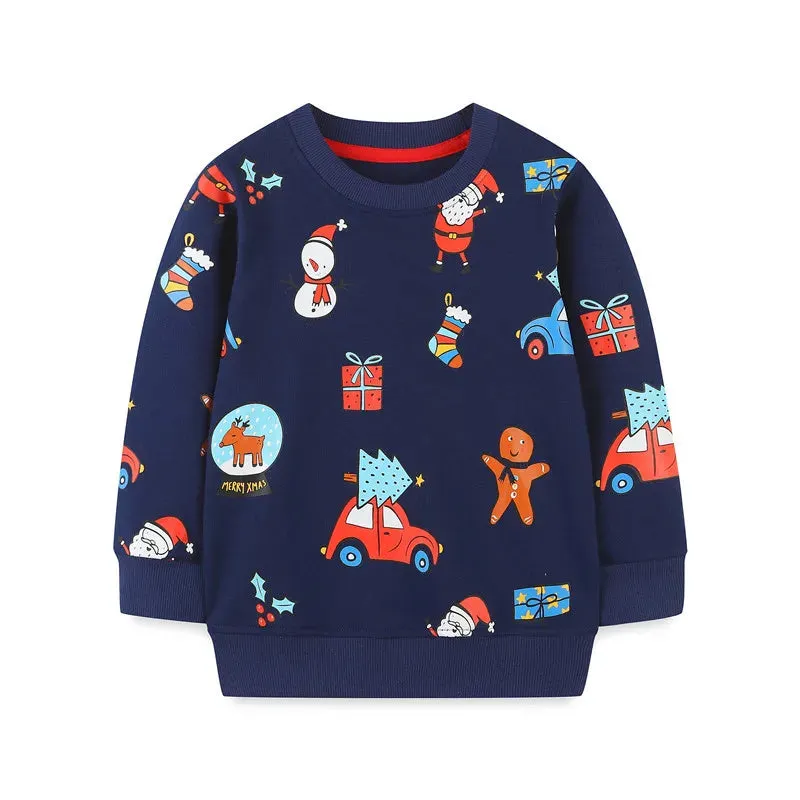 Kids Girls Boys Christmas Theme Print Sweatshirts