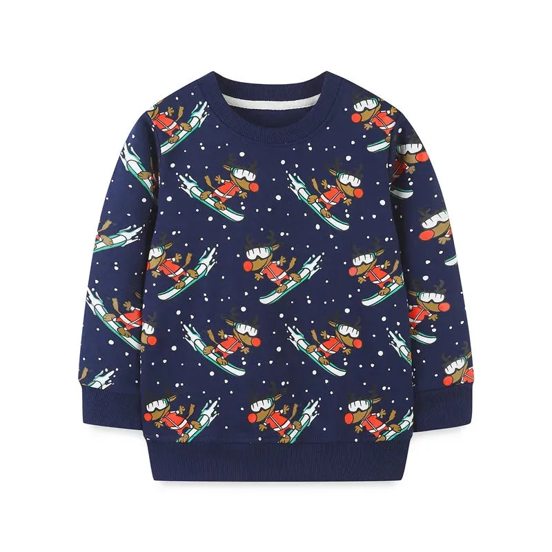 Kids Girls Boys Christmas Theme Print Sweatshirts