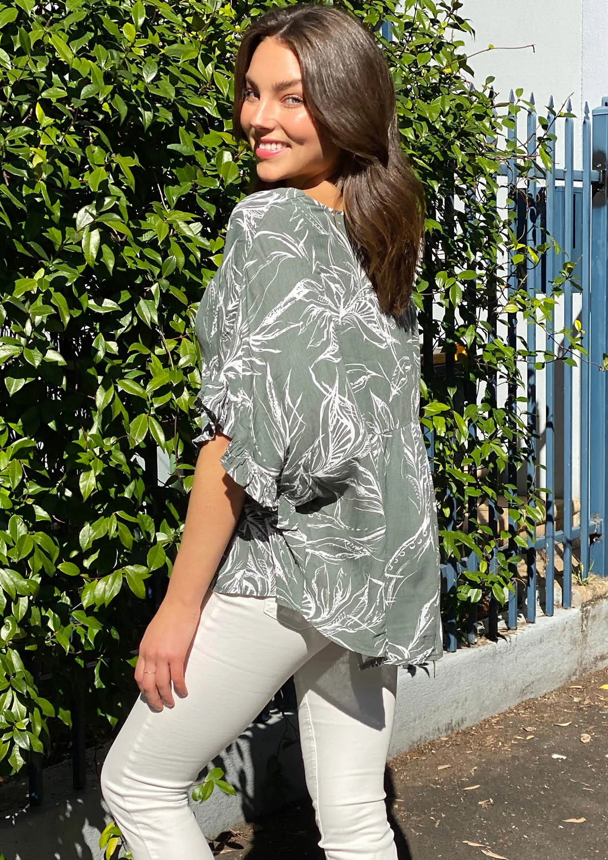 LA0506TB Leaf Print Top (Pack)