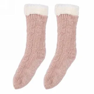 Pink Reading Socks with Faux Fur Trim