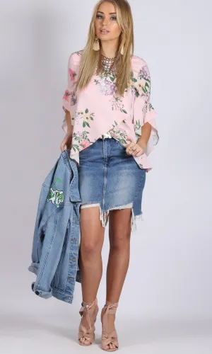 RC0634-6TE Baby Pink Floral Blouse (Pack)