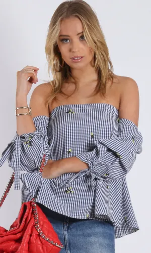 RC0821SS Off Shoulder Gingham Top (Pack) On Sale