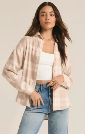 River Plaid Button Up - Putty