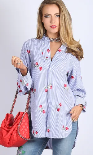 RV0827SS Boyfriend Fit Embroidered Shirt (Pack)
