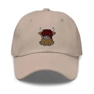 Scottish Highland Cow Embroidered Dad Hat