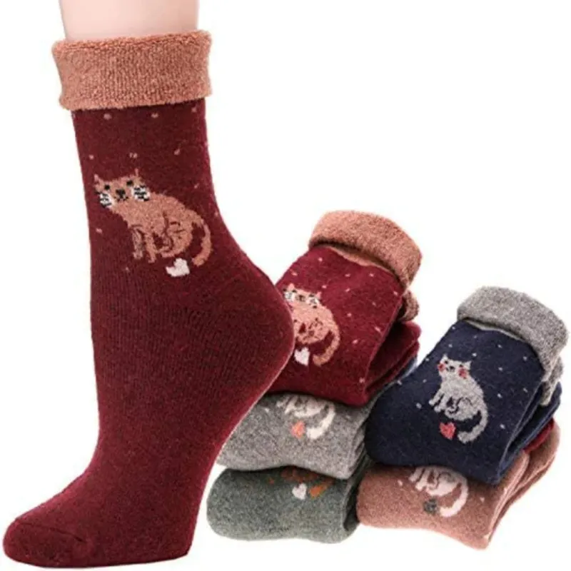 Women's 5 Pairs Hiking Thermal Wool Socks