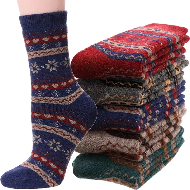 Women's 5 Pairs Hiking Thermal Wool Socks